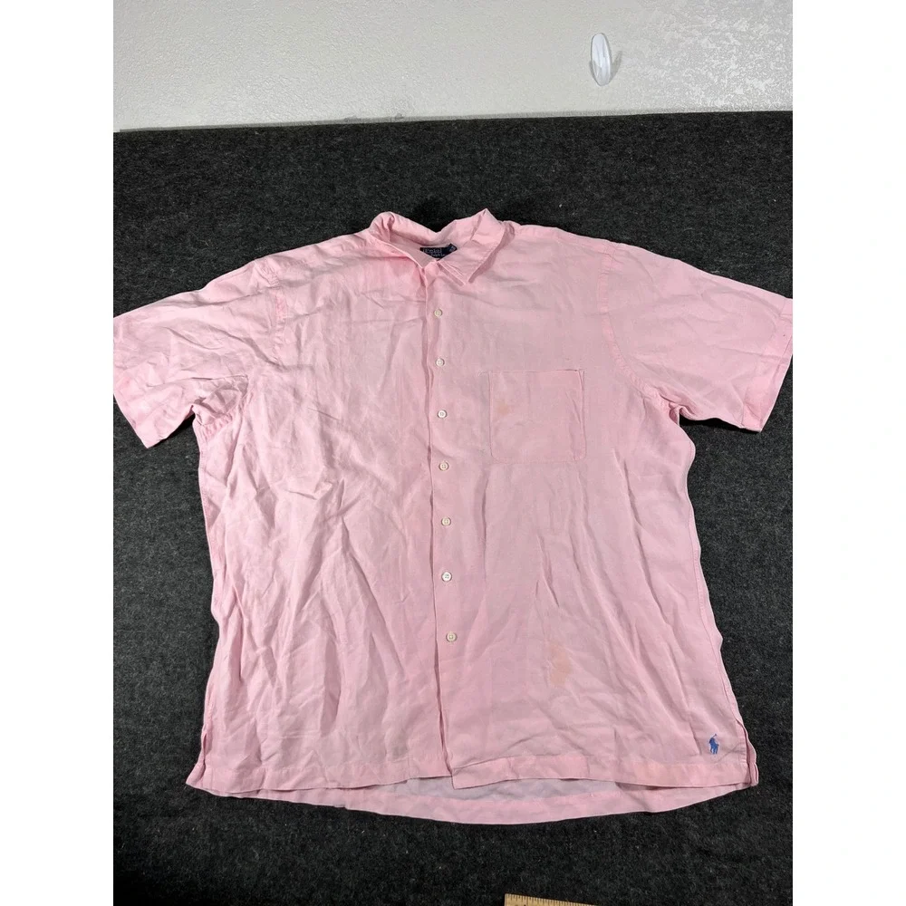 Bundle Ralph Lauren Button Up Shirt Mens 2XL Blue Pink Classic Fit Minimalist